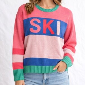 Women’s Colorblock SKI Sweater Pink Blue Green | Apres Ski | Size M